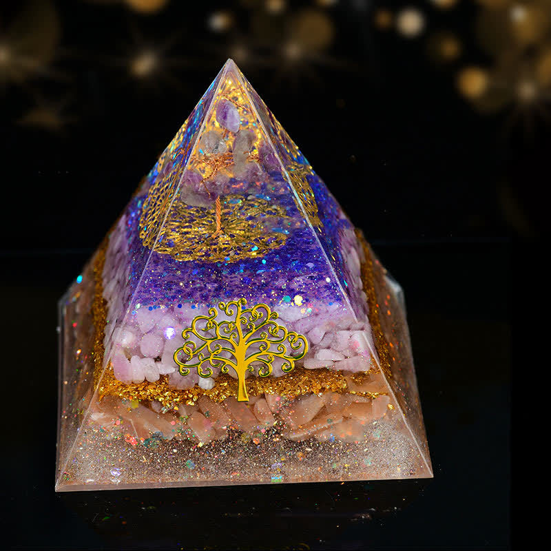 Olivenorma 10cm Natürlicher Kristall Lebensbaum Orgone Pyramide