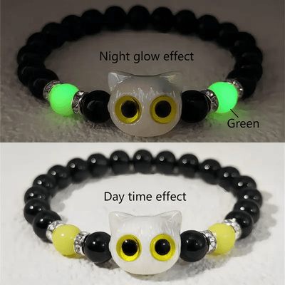 Olivenorma 1 Stück Leuchtendes süßes Katzen-Design Anhänger Perlenarmband 