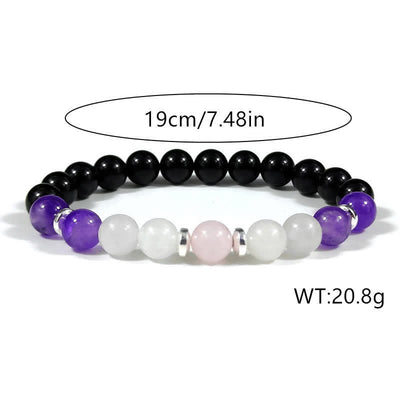 Olivenorma Anti-Angst-Armband aus schwarzem Onyx und Amethyst 