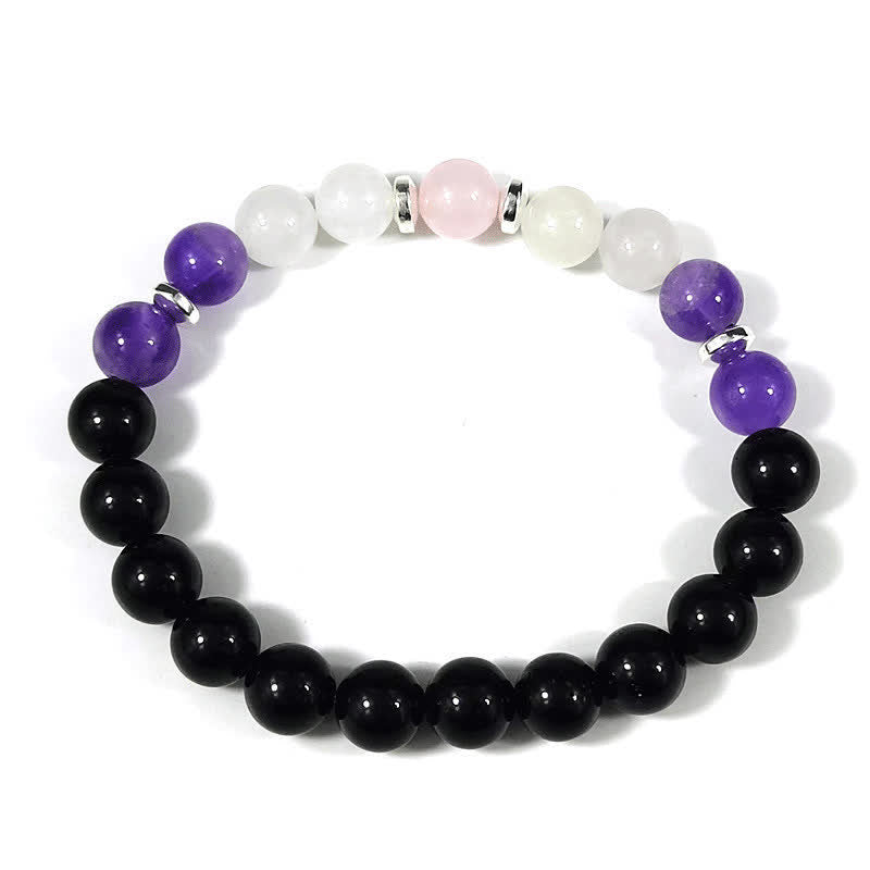 Olivenorma Anti-Angst-Armband aus schwarzem Onyx und Amethyst 