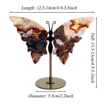 Olivenorma Natural Achat Schmetterling Schnitzerei Edelstein Dekoration 