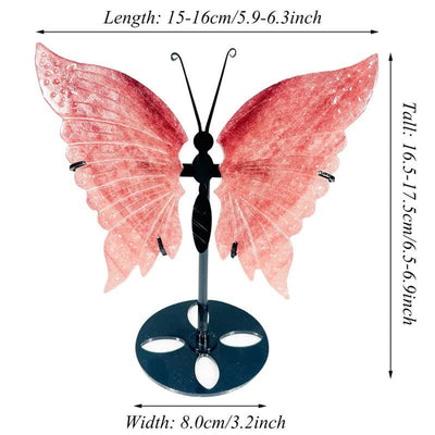 Olivenorma natürliche Erdbeerquarz Schmetterling Gravur Edelstein-Dekoration 