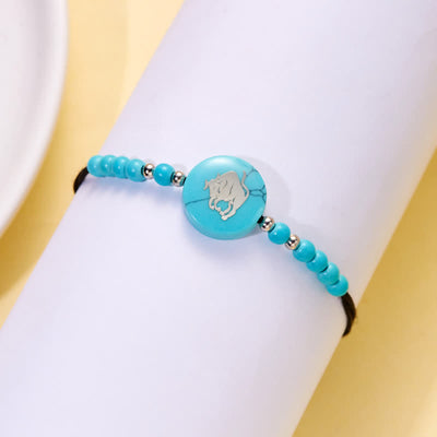 Olivenorma 12 Constellations Zodiac Pattern Turquoise Braided Bracelet