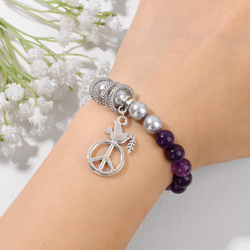 Olivenorma „Embrace Peace“ – Friedens-Taube Kristallarmband