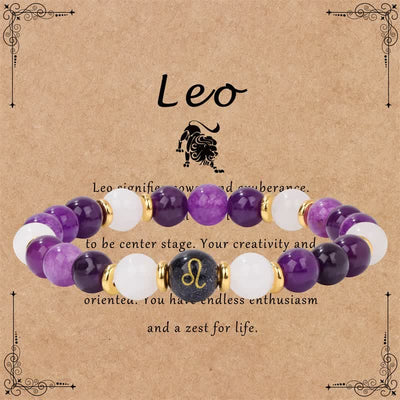 Olivenorma Amethyst Klarer Kristall Blauer Sandstein Perlen Zodiac Armband 