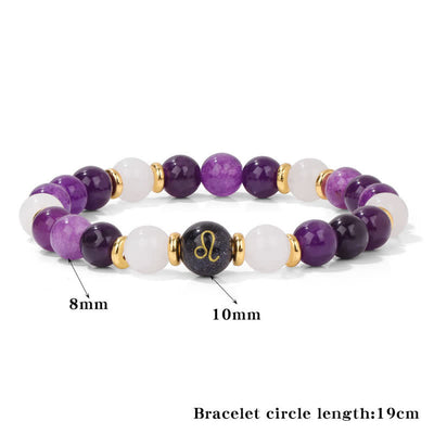 Olivenorma Amethyst Klarer Kristall Blauer Sandstein Perlen Zodiac Armband 