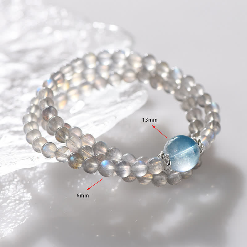 Olivenorma Mondstein Aquamarin Perlen Mehrschichtiges Armband 