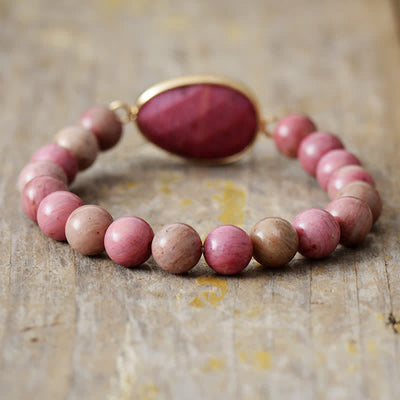 Olivenorma Natürlicher Rhodochrosit-Tigerauge-Perlenarmband 