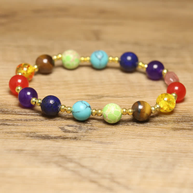 Olivenorma Naturstein Bunt Runde Perlen Exquisites Armband