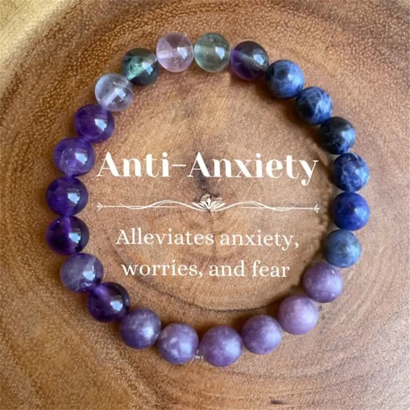 Olivenorma "Anti-Angst" Amethyst Lepidolit Lapislazuli Armband 