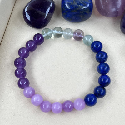 Olivenorma "Anti-Angst" Amethyst Lepidolit Lapislazuli Armband 