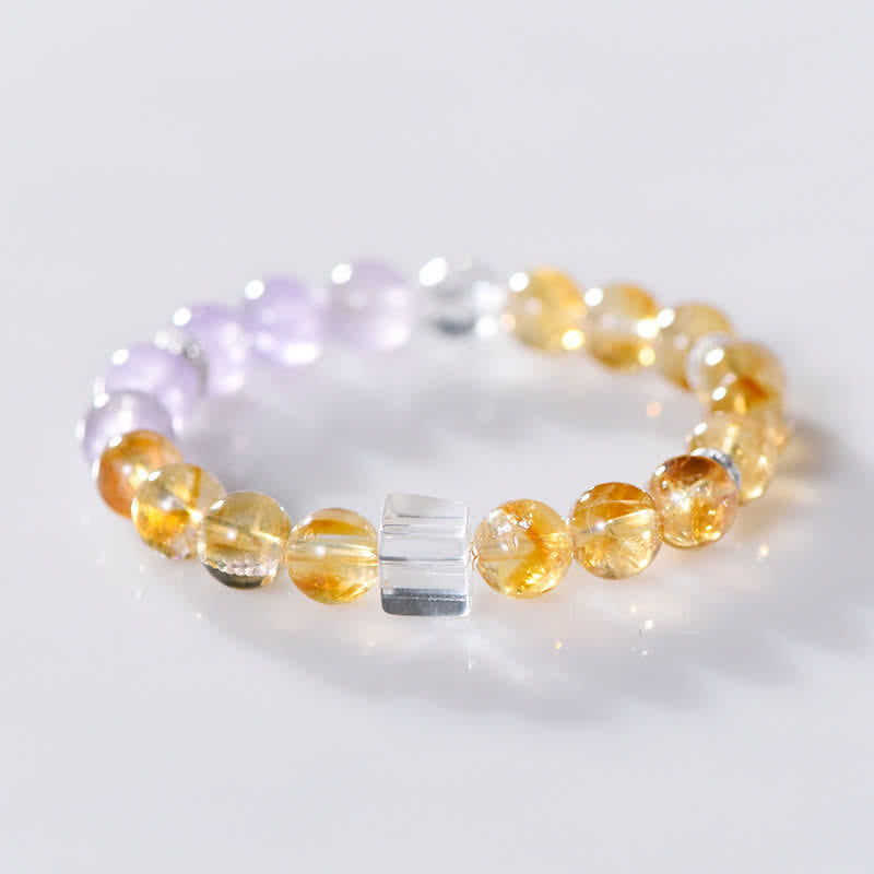 Olivenorma 9.5mm Amethyst Citrin Perlen Armband 