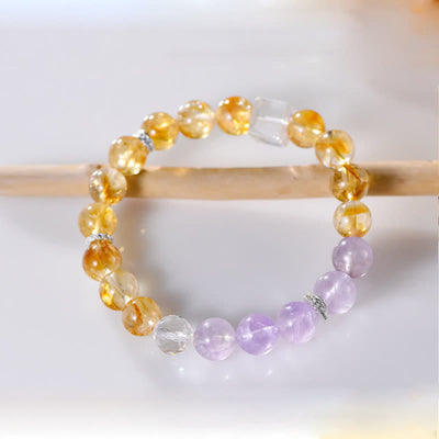 Olivenorma 9.5mm Amethyst Citrin Perlen Armband 