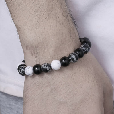 Olivenorma 10mm Schneeflockenobsidian Weiße Türkis Perlenarmband 