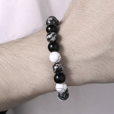 Olivenorma 10mm Schneeflockenobsidian Weiße Türkis Perlenarmband 