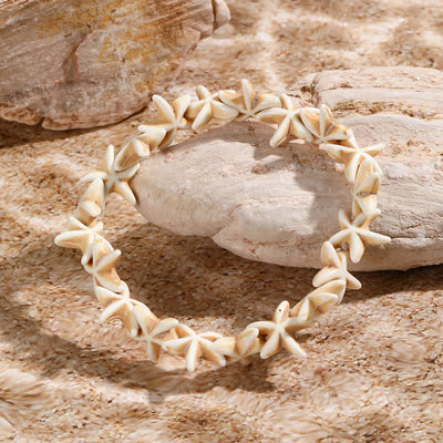 Olivenorma Weiß Türkis Seestern Schildkröte Anhänger Strandarmband 