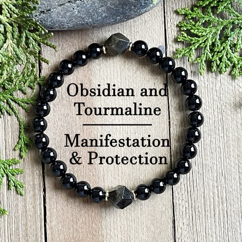 Olivenorma 8mm Obsidian Perlen Armband 