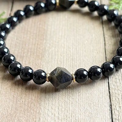 Olivenorma 8mm Obsidian Perlen Armband 