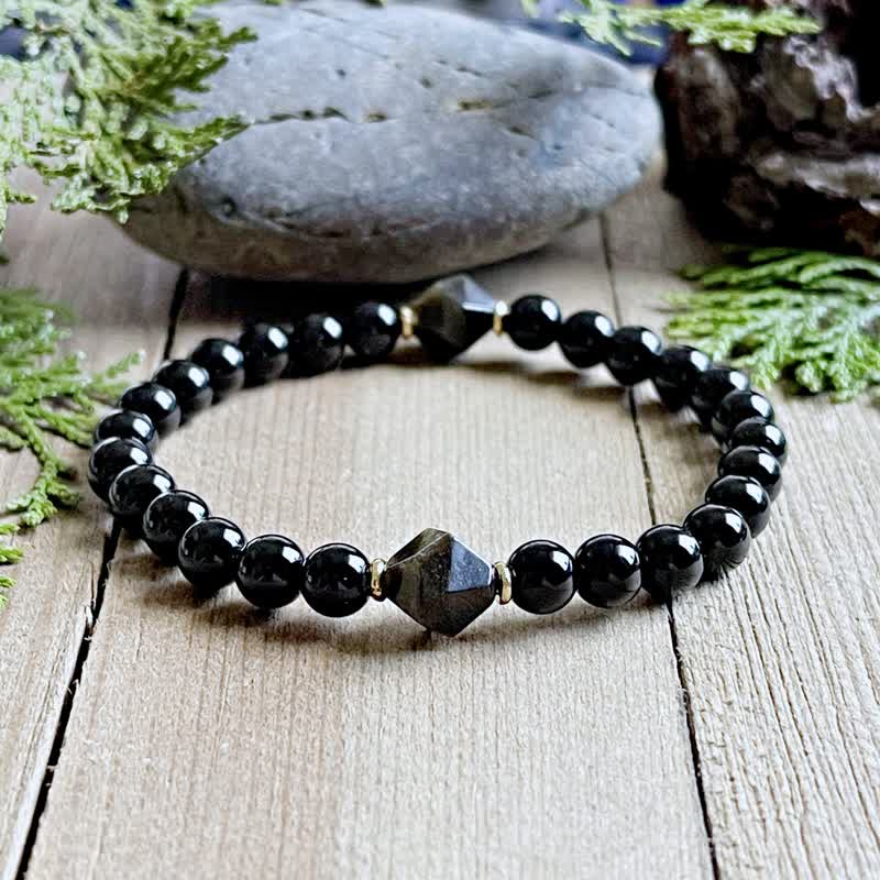 Olivenorma 8mm Obsidian Perlen Armband 