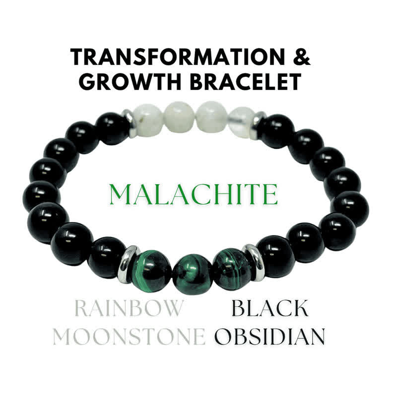 Olivenorma Obsidian Malachit Mondstein Perlen Armband