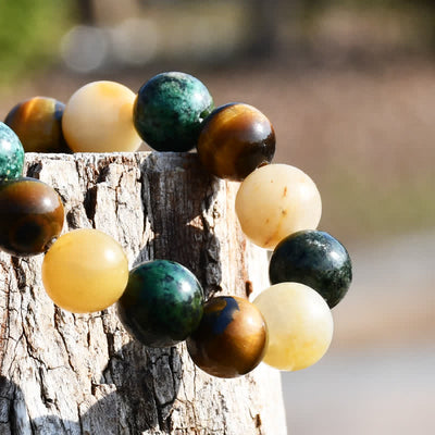 Olivenorma Sonnenstein Afrikanischer Türkis Tigerauge Perlenarmband 