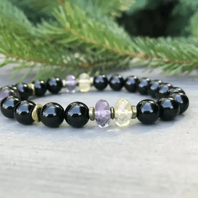 Olivenorma 8mm Obsidian Amethyst Perlenarmband 