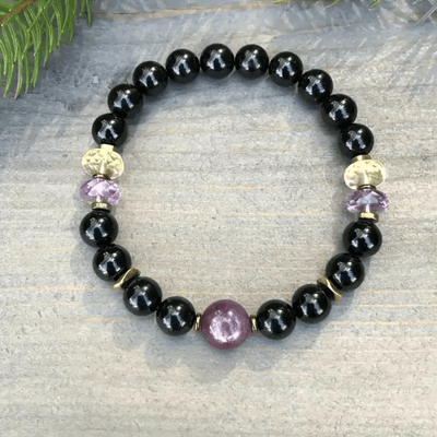 Olivenorma 8mm Obsidian Amethyst Perlenarmband 