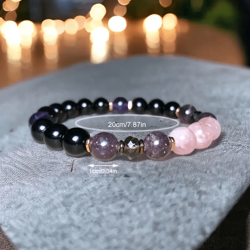 Olivenorma 8mm Rosenquarz Obsidian Amethyst Perlenarmband 