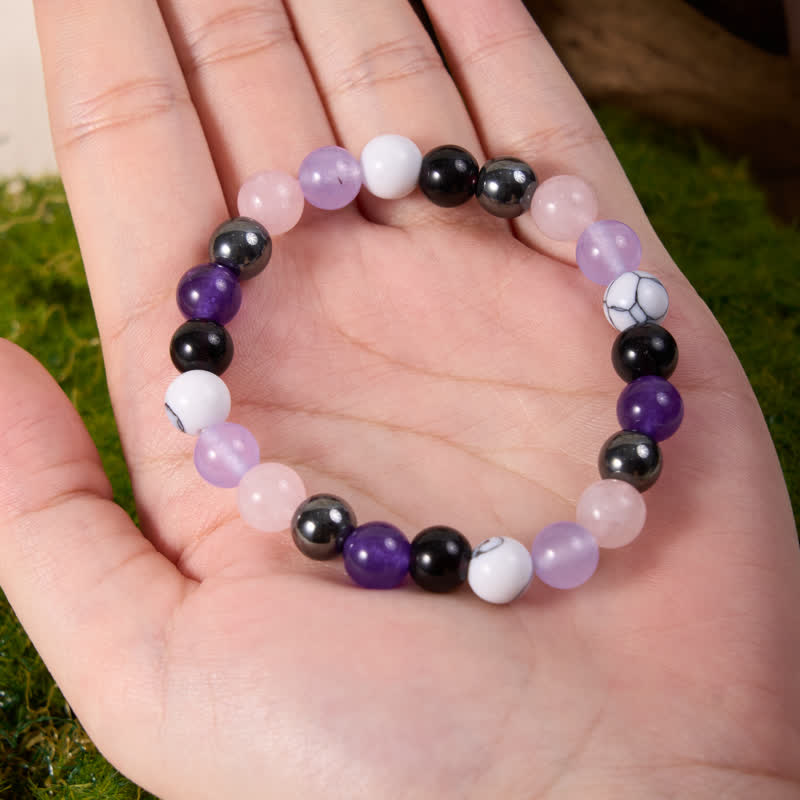 Olivenorma Rosenquarz Amethyst Obsidian Hämatit Perlen Armband 