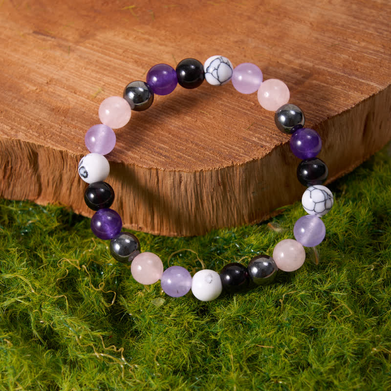 Olivenorma Rosenquarz Amethyst Obsidian Hämatit Perlen Armband 