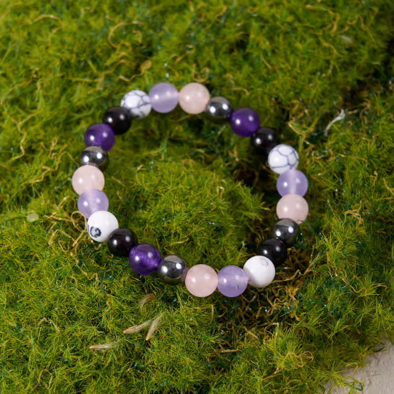 Olivenorma Rosenquarz Amethyst Obsidian Hämatit Perlen Armband 