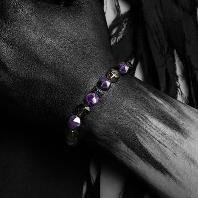 Olivenorma „Mysteries“ Natürliches Amethyst-Perlenarmband 