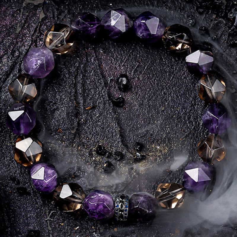 Olivenorma „Mysteries“ Natürliches Amethyst-Perlenarmband 