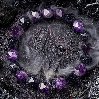 Olivenorma „Mysteries“ Natürliches Amethyst-Perlenarmband 