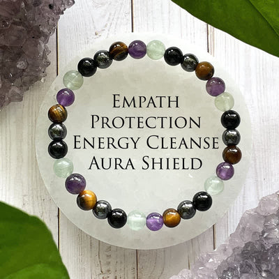 Olivenorma "Empath Protection" Handgemachtes Kristall-Perlen-Armband