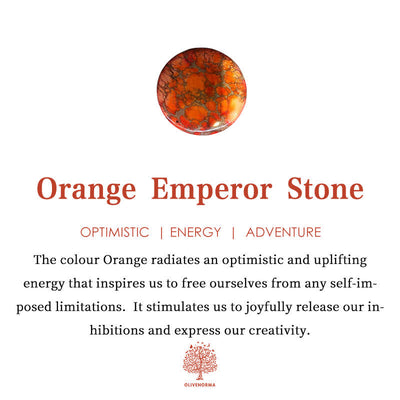 Olivenorma 108 Orange Emperor Stone Mala-Perlen Lotus-Anhänger Halskette