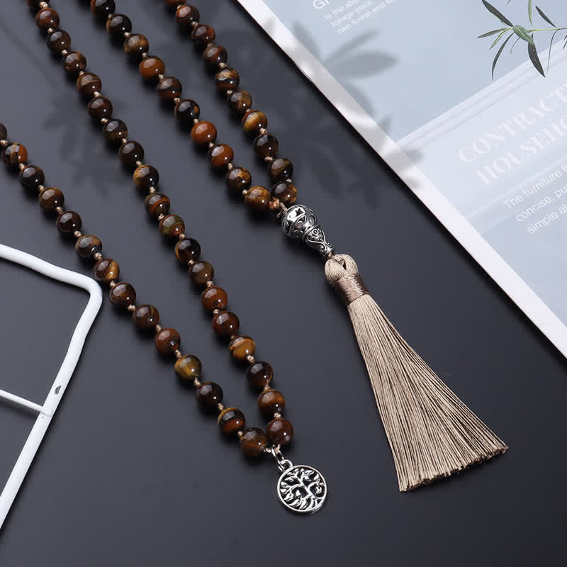 Om Mala Perlenkette 108 Meditation | Mit Om-Anhänger, 8 Mm Perlen, Für Männer & Frauen