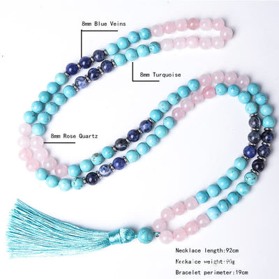 Olivenorma 108 Natural Stone Mala Beads Bracelet Necklace Set