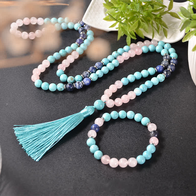 Olivenorma 108 Natural Stone Mala Beads Bracelet Necklace Set