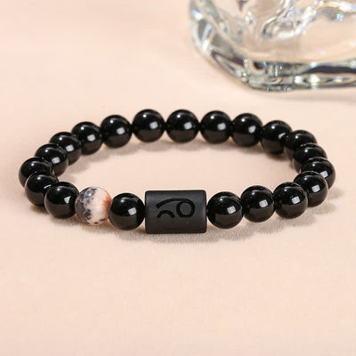 Olivenorma 8mm Natural Obsidian Beads Zodiac Bracelet