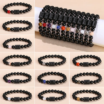 Olivenorma 8mm Natural Obsidian Beads Zodiac Bracelet