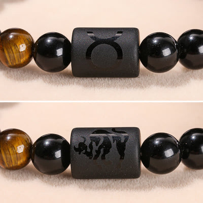 Olivenorma 8mm Natural Obsidian Beads Zodiac Bracelet