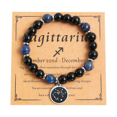 Olivenorma Natural Stone Beads Stainless Steel Zodiac Bracelet