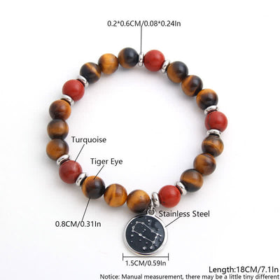 Olivenorma Natural Stone Beads Stainless Steel Zodiac Bracelet