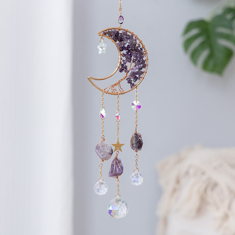 Olivenorma Amethyst Mond Anhänger Sonnenfänger Windspiel 