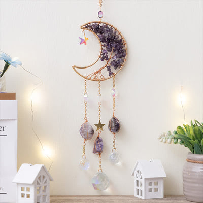 Olivenorma Amethyst Moon Pendant Suncatcher Wind Chime