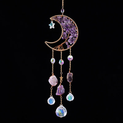 Olivenorma Amethyst Mond Anhänger Sonnenfänger Windspiel 