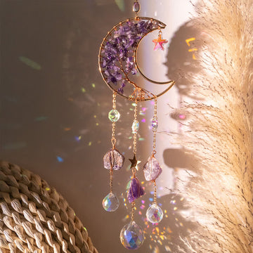 Olivenorma Amethyst Mond Anhänger Sonnenfänger Windspiel