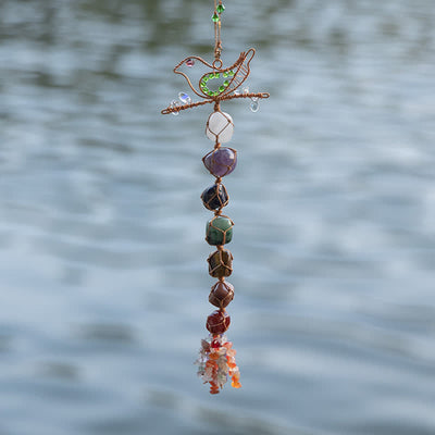 Olivenorma Chakra Stein Geflochtenes Vogelanhänger-Windspiel