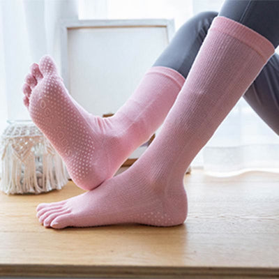 Olivenorma Women Non-Slip Five Toe Cotton Yoga Socks